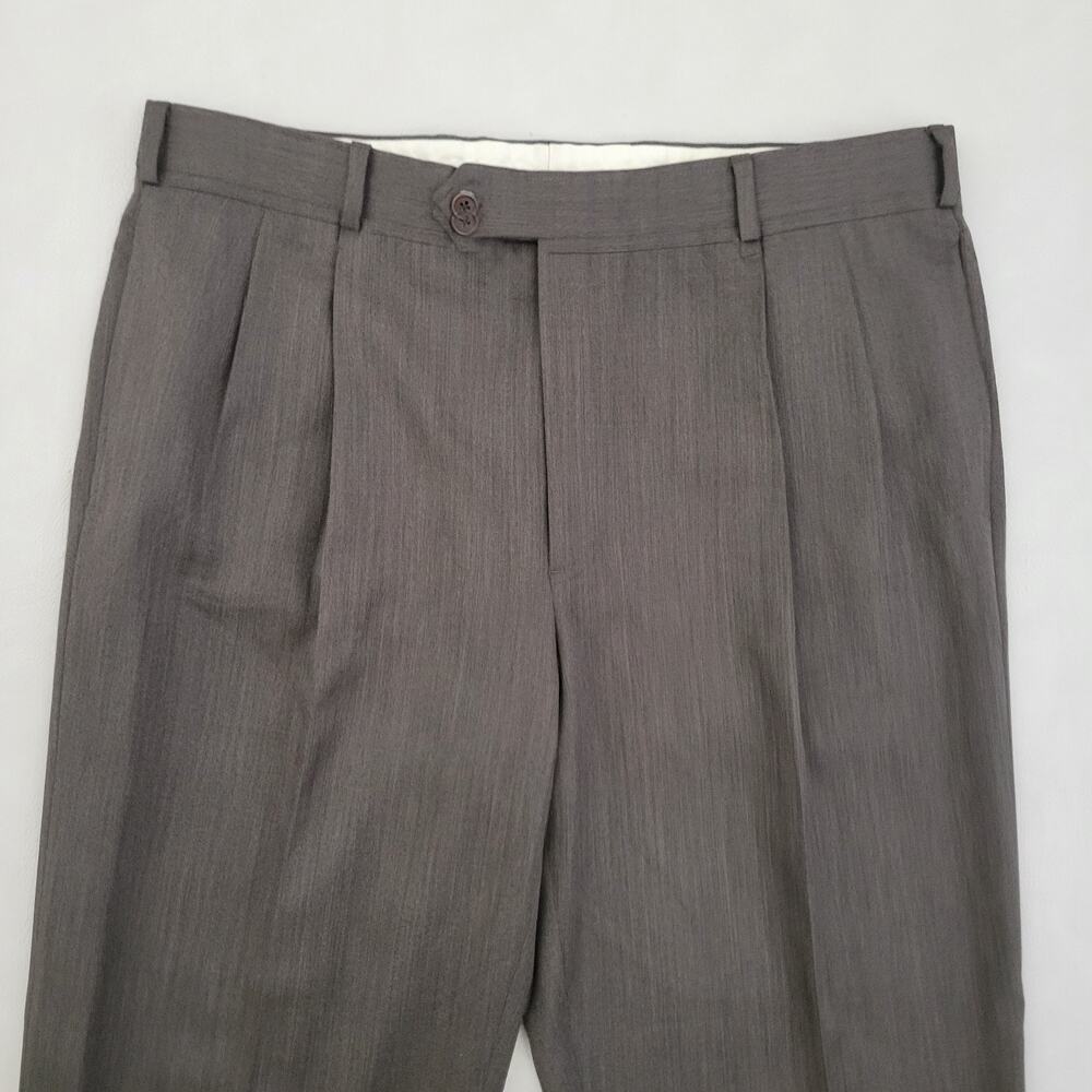Brooks Brothers Pants Men 38x32 Brown Madison Fit 100% Wool Chino Trousers - Picture 4 of 11